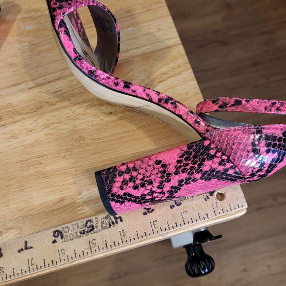 Sam Edelman YARO Pink Snake Block Heel Strappy Sling Back 4" Heel Size 8 - Picture 8 of 8